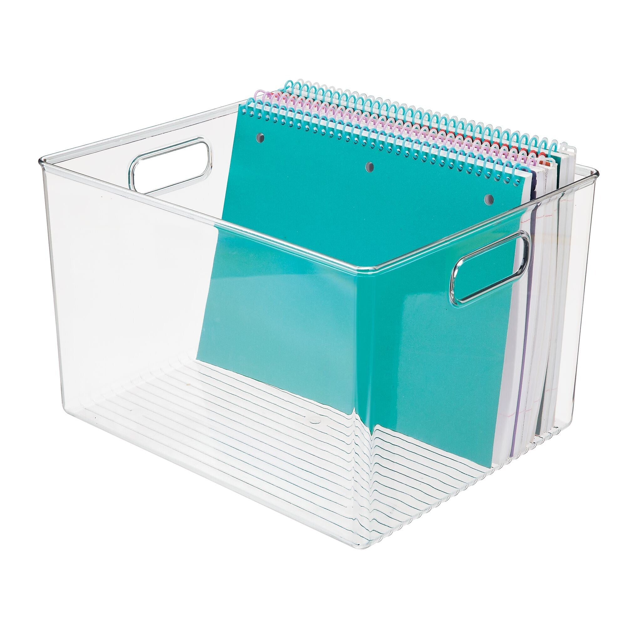 iDESIGN Small Stackable Plastic Storage Bin, 8" x 10"x 12", Clear, 4/Pack (29112M4)