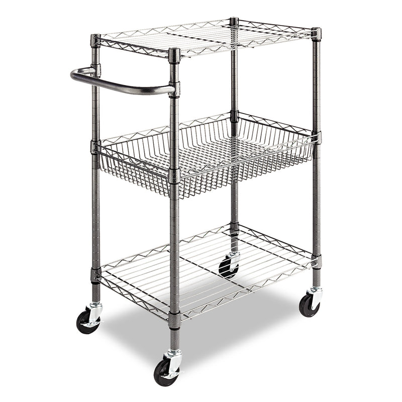 Alera 2-Shelf Wire Utility Cart, Anthracite Black (ALESW342416BA)