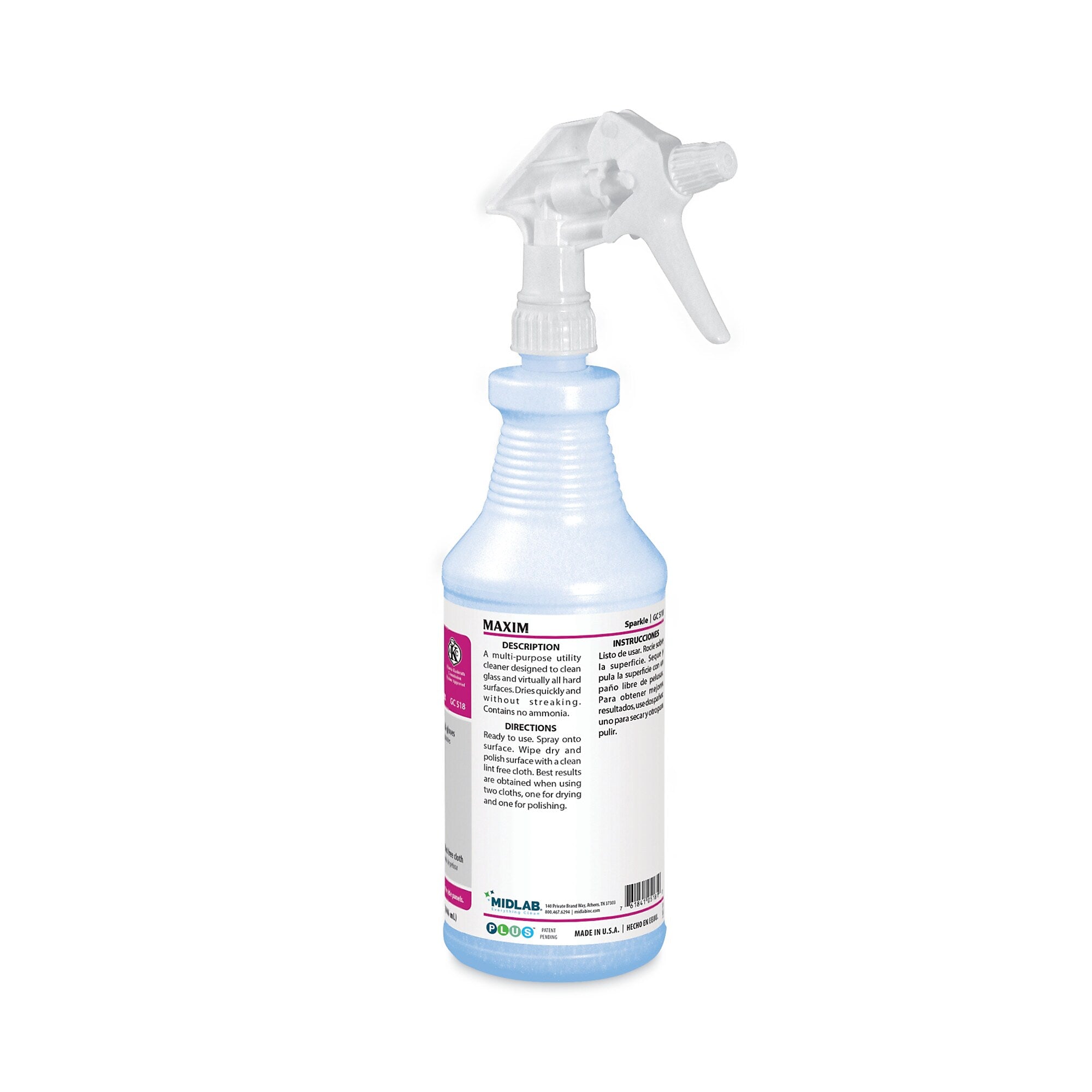 Maxim RTU Sparkle Glass Cleaner, Safe-to-Ship, 32 oz Bottle, 6/Carton (MLB05180086)