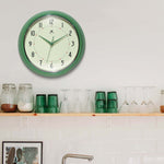 Infinity Instruments Round Retro Green Wall Clock, Aluminum, 12" (10940GR-12)