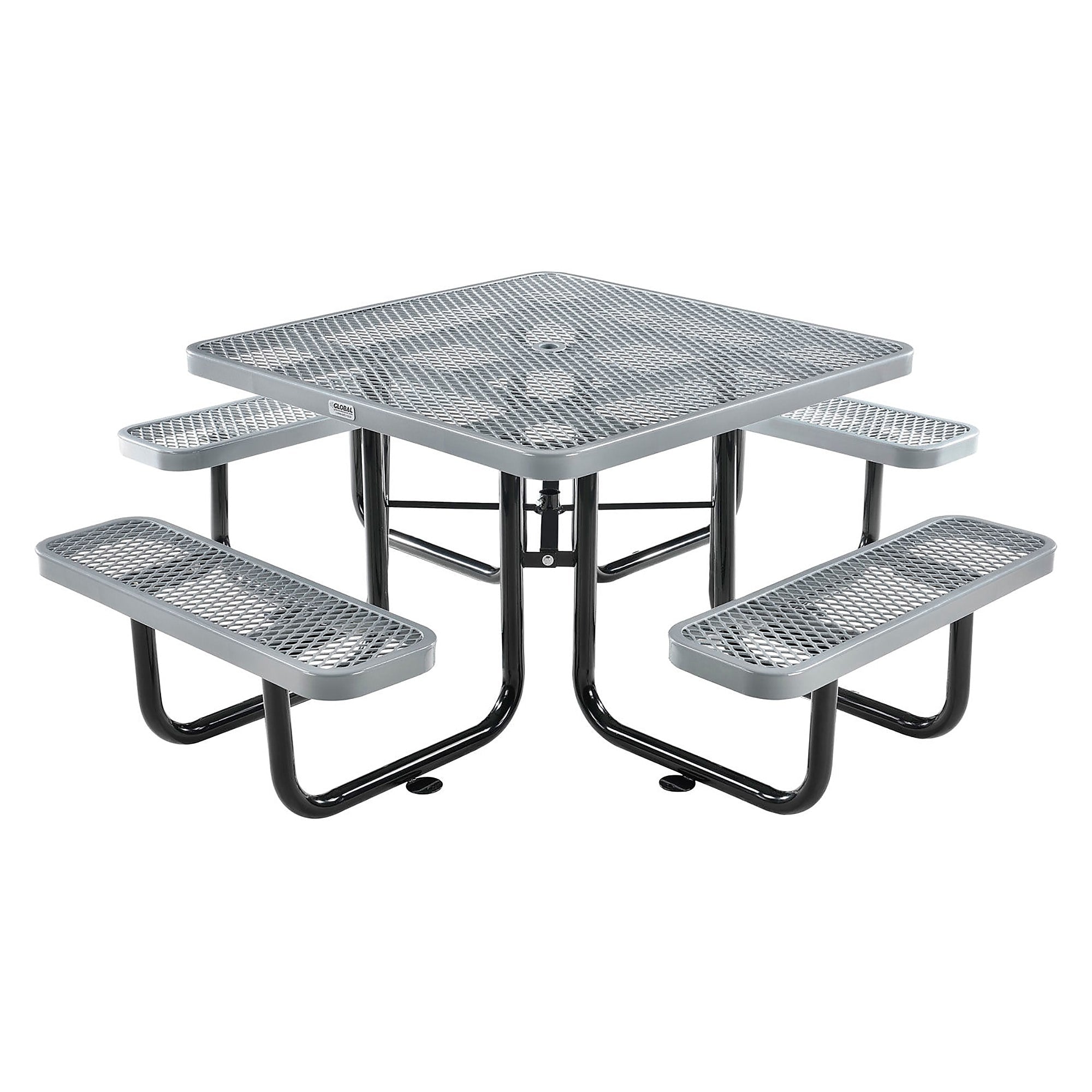 Global Industrial 46" Square Outdoor Steel Picnic Table, Expanded Metal, Gray (277151GY)
