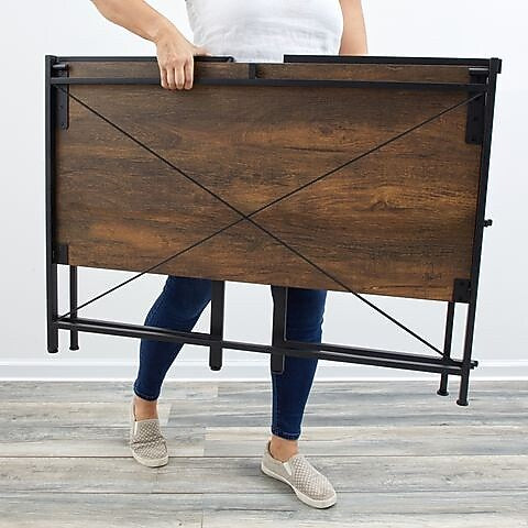 Advantus Flipshelf 40"W Workstation Desk, Wood Grain/Black (39347)