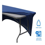 Iceberg 72"L x 30"W Stretch-Fabric Table Cover, Blue (16526)