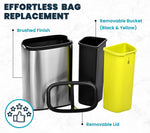 Alpine Industries Stainless Steel Dual Compartment Trash Can with Lid and Liner, 21 Gallon, 2/Pack (ALP470-R-40L-2PK)