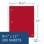 Staples 5-Subject Notebook, 8.5" x 11", College Ruled, 200 Sheets (11197)
