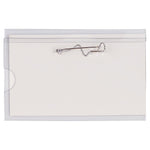 JAM PAPER Plastic Name Tags with Pin, 3 5/8" x 2 1/4", Clear, 96/Pack (401139015a)