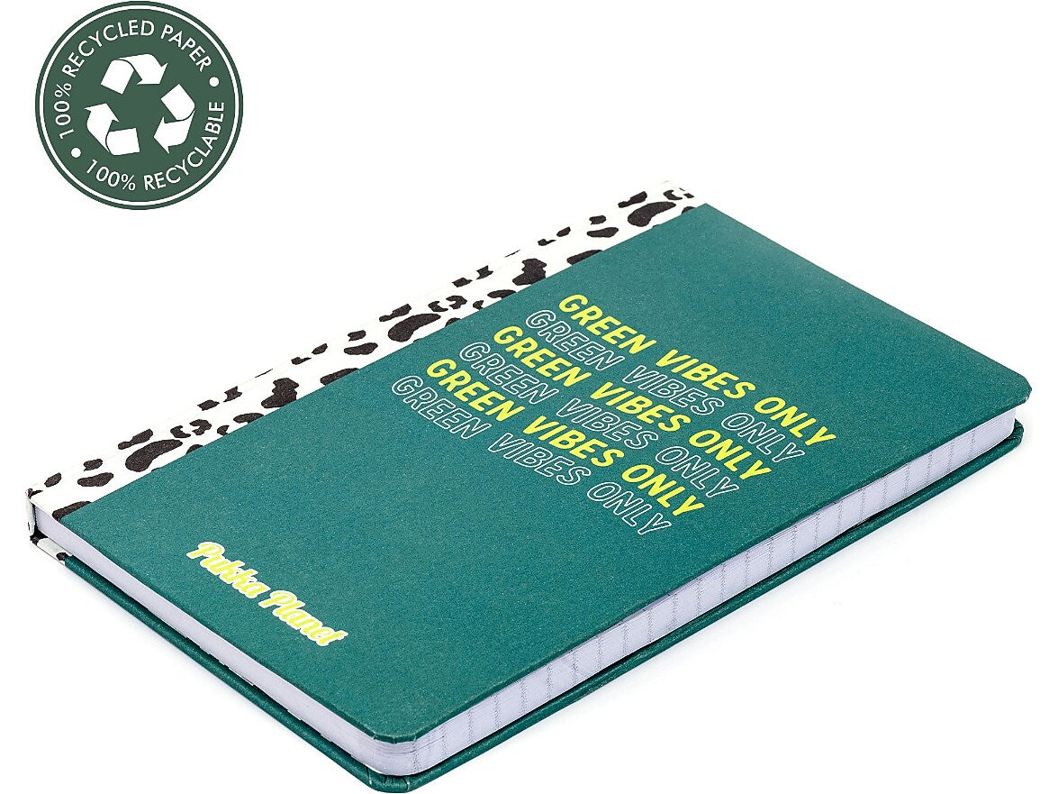 Pukka Pad Green Vibes Only Notebook, 5.28" x 8.46", Wide-Ruled, 96 Sheets, Green (9704-SPP)