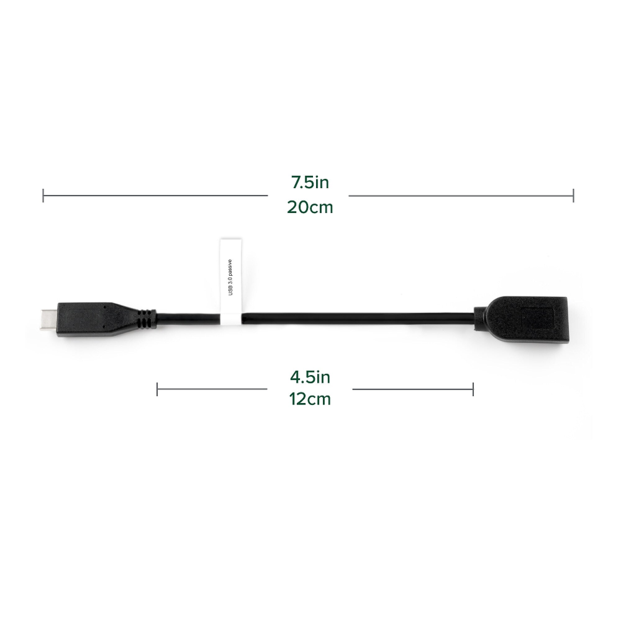 Plugable 6" USB-C to USB-A, Male to Female, Black (USBC-AF3)