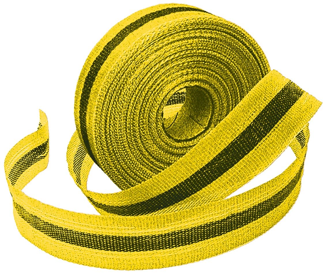 Accuform Woven Barricade/Perimeter Tape, Yellow with Black Center Stripe, 2" x 200-ft (PTW202)