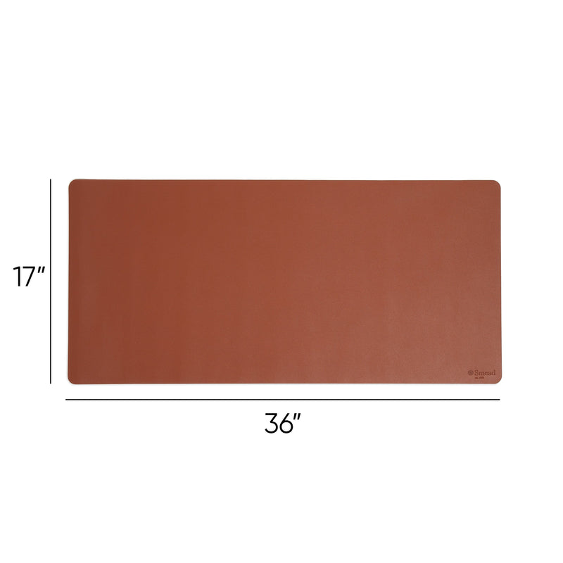 Smead Large Vegan Leather Anti-Slip Desk Pad, 36" x 17", Brown (SMD64827)