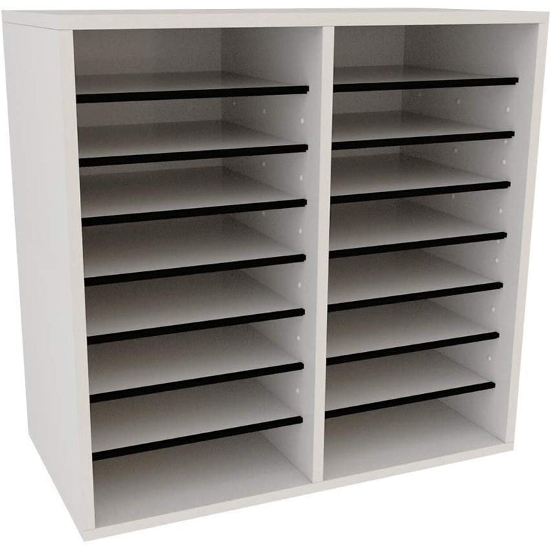 AdirOffice 500 Series 16-Compartment Literature Organizers, 20" x 11.8", White, 2/Pack (500-16-WHI-2PK)
