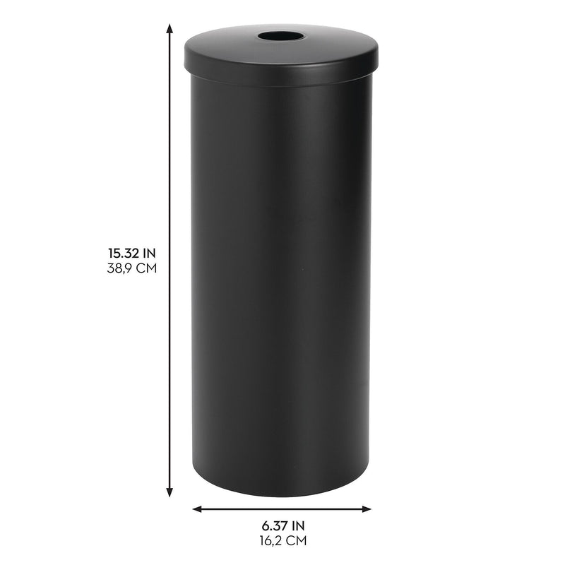 mDesign 3-Roll Steel Toilet Paper Storage Holder with Lid, Matte Black (25975)