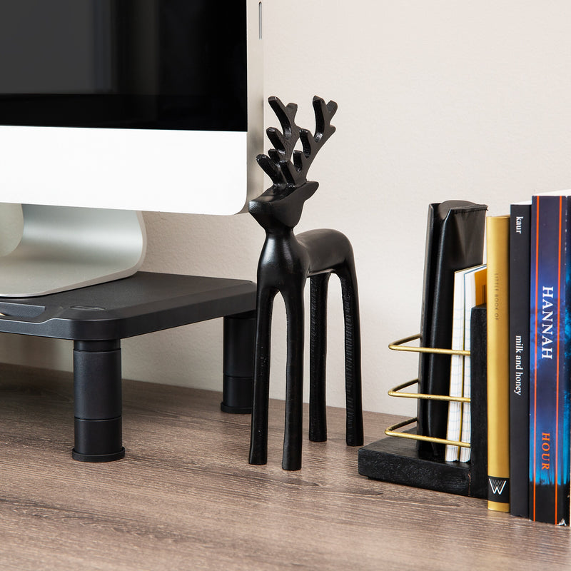 Mind Reader Metal Reindeer Book End, 10.25", Black (RDEER-BLK)