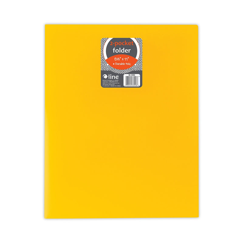 C-Line® Two-Pocket Heavyweight Poly Portfolio Folder, 11 x 8.5, Yellow, 25/Box