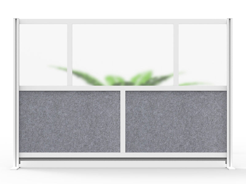 Luxor Modular Room Divider Starter Wall, 48"H x 70"W, Gray PET/Frosted Acrylic (MW-7048-FCG)