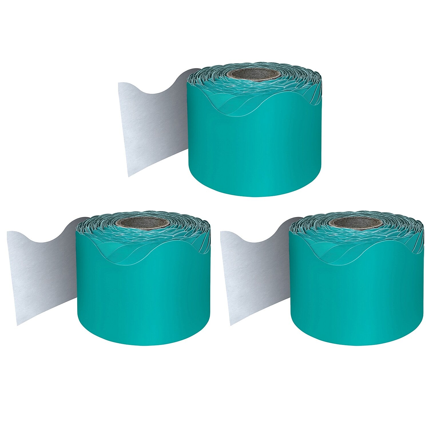 Carson Dellosa Education Rolled Scalloped Border ,2-1/4" x 65', Teal, 3/Bundle (CD-108471-3)