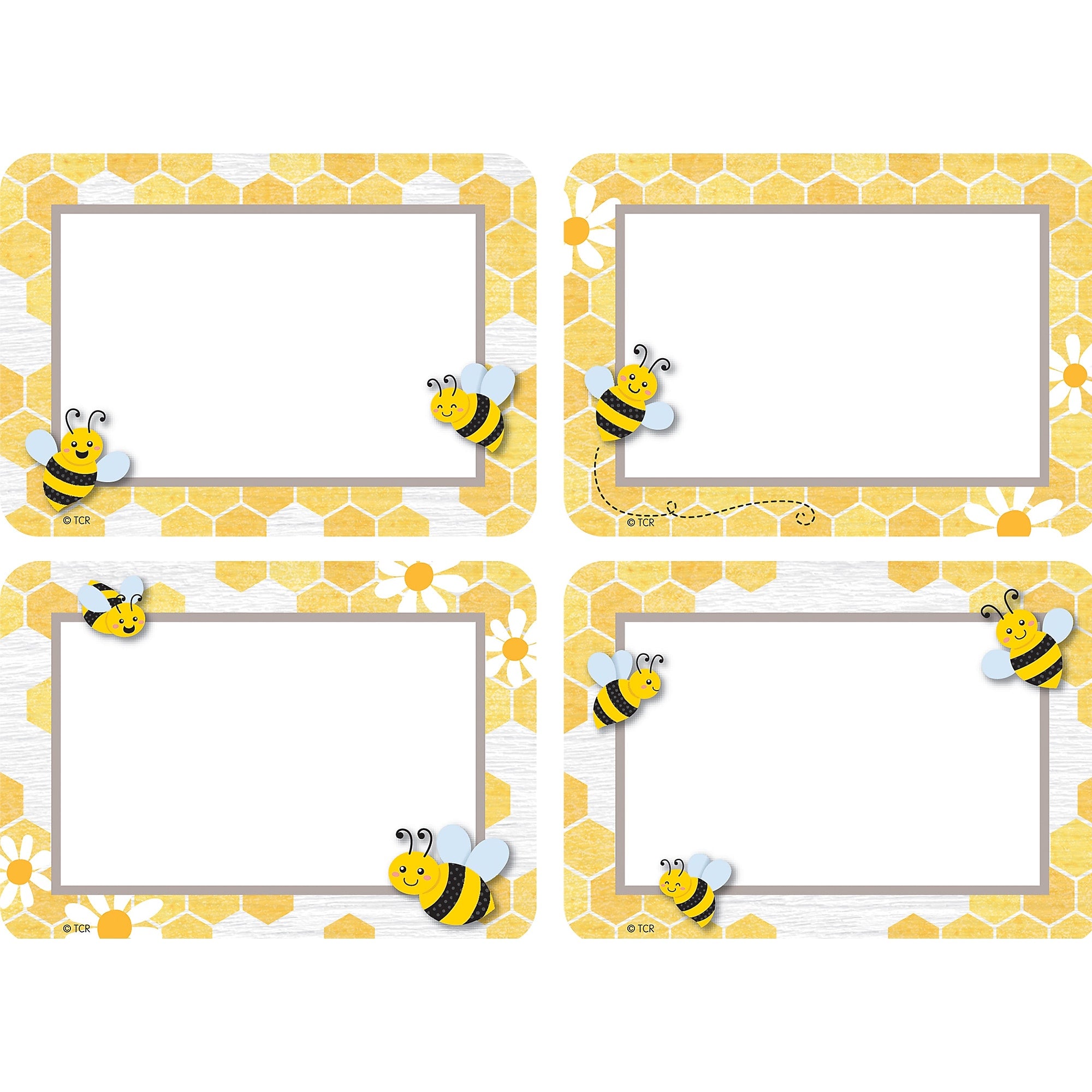 Teacher Created Resources Buzzing Bees Name Tags/School Name Tags, 3.5" x 2.5", 36/Pack, 6 Packs/Bundle (TCR6910-6)