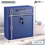 AdirOffice Steel Indoor/Outdoor Interoffice Drop Box Mailbox, Medium, Blue (631-05-BLU-PKG)