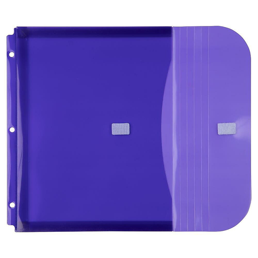 JAM Paper Poly Binder Pocket, 3-Hole Punched, Purple, 12/Pack (218VB1PU)