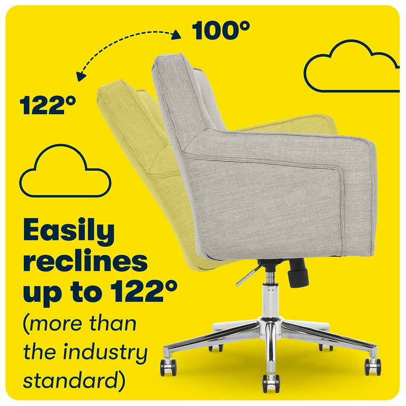 Serta Style Ashland Fabric Swivel Computer and Desk Chair, Light Gray (CHR100004)