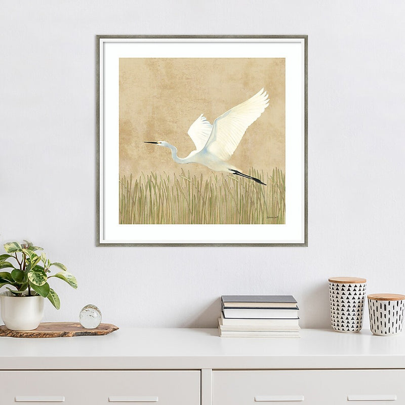 Amanti Art Egret Alighting II by Kathrine Lovell Wood Framed Wall Art Print, 25" x 25" (A42677221098)