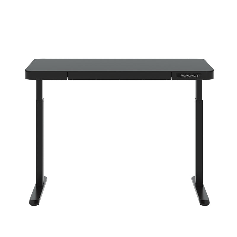 FlexiSpot EG9 48"W Electric Adjustable Glass Top Standing Desk, Black (EG9B-E)