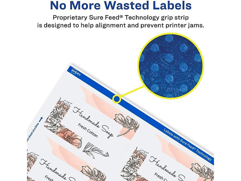 Avery Sure Feed Laser/Inkjet Rectangle Labels, 2" x 3", Glossy White, 80 Labels/Pack (22890)