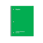 Staples 1-Subject Notebook, 8" x 10.5", Wide Ruled, 70 Sheets, Green (ST24006C)