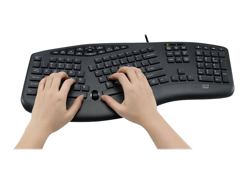 Adesso Tru-Form Media Ergonomic Keyboard, Black (AKB-160UB)