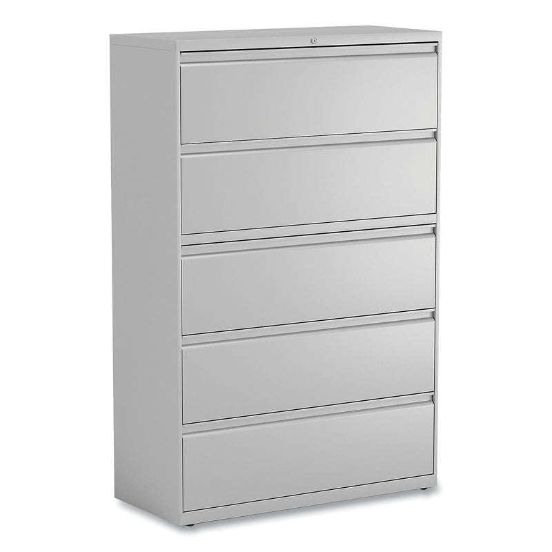 Alera 5-Drawer Lateral File Cabinet, Letter/Legal Size, Lockable, 67.63"H x 42"W x 18.63"D, Light Gray (ALEHLF4267LG)