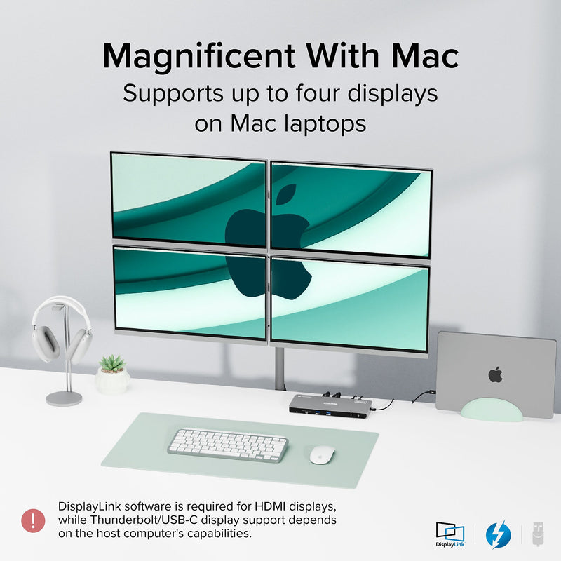 Plugable 5-in-1 Thunderbolt Universal Docking Station, Gray (TBT-6950PD)