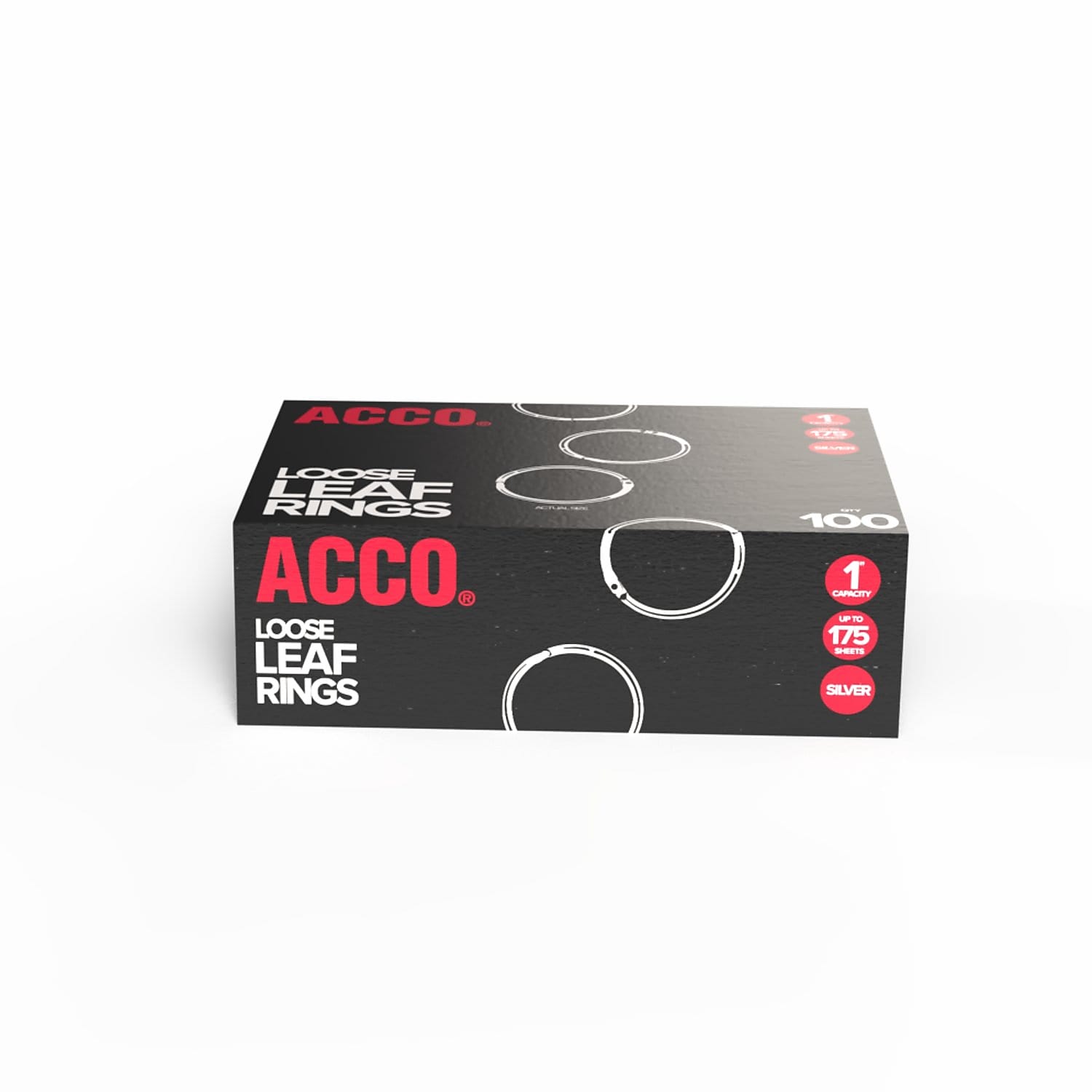 ACCO Book Ring, 1" Capacity, Silver, 100/Box (A7072202)