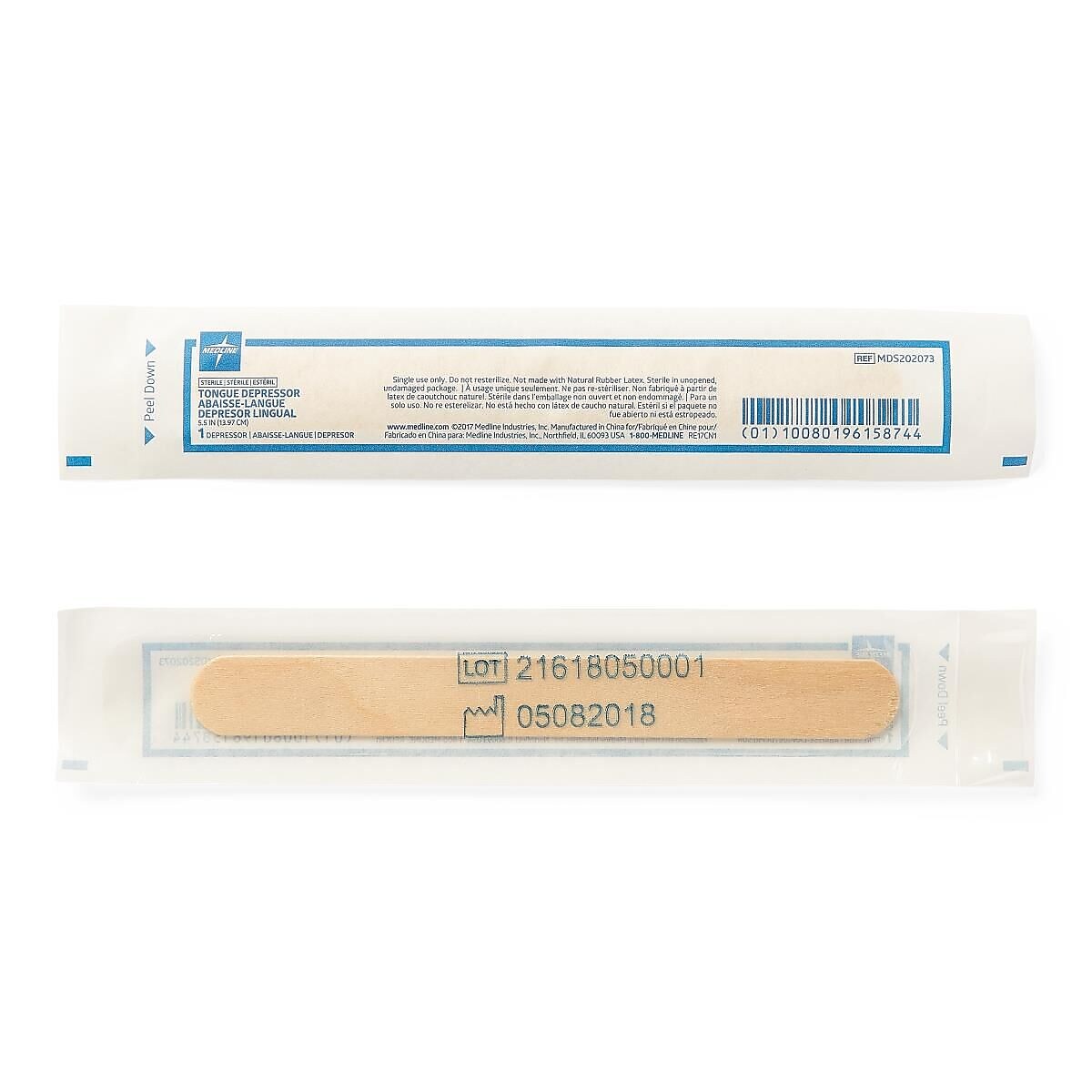 Medline Tongue Depressors, 5 1/2" Size, Sterile, 100/Box (MDS202073Z)