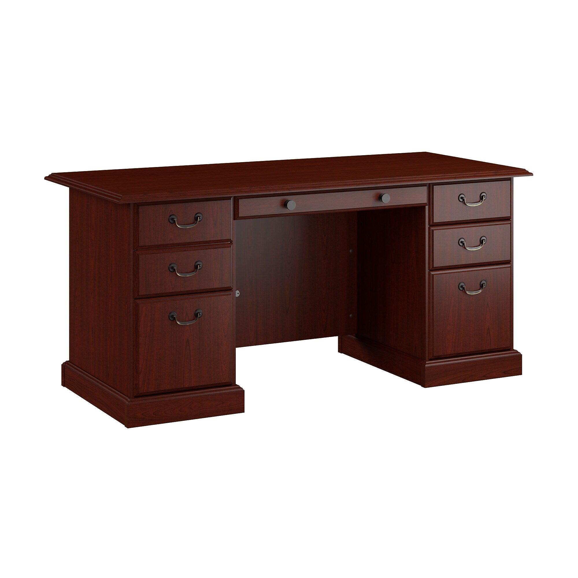 Bush Business Furniture 66"W Arlington Executive Desk with Drawers, Harvest Cherry (WC65566-03K)