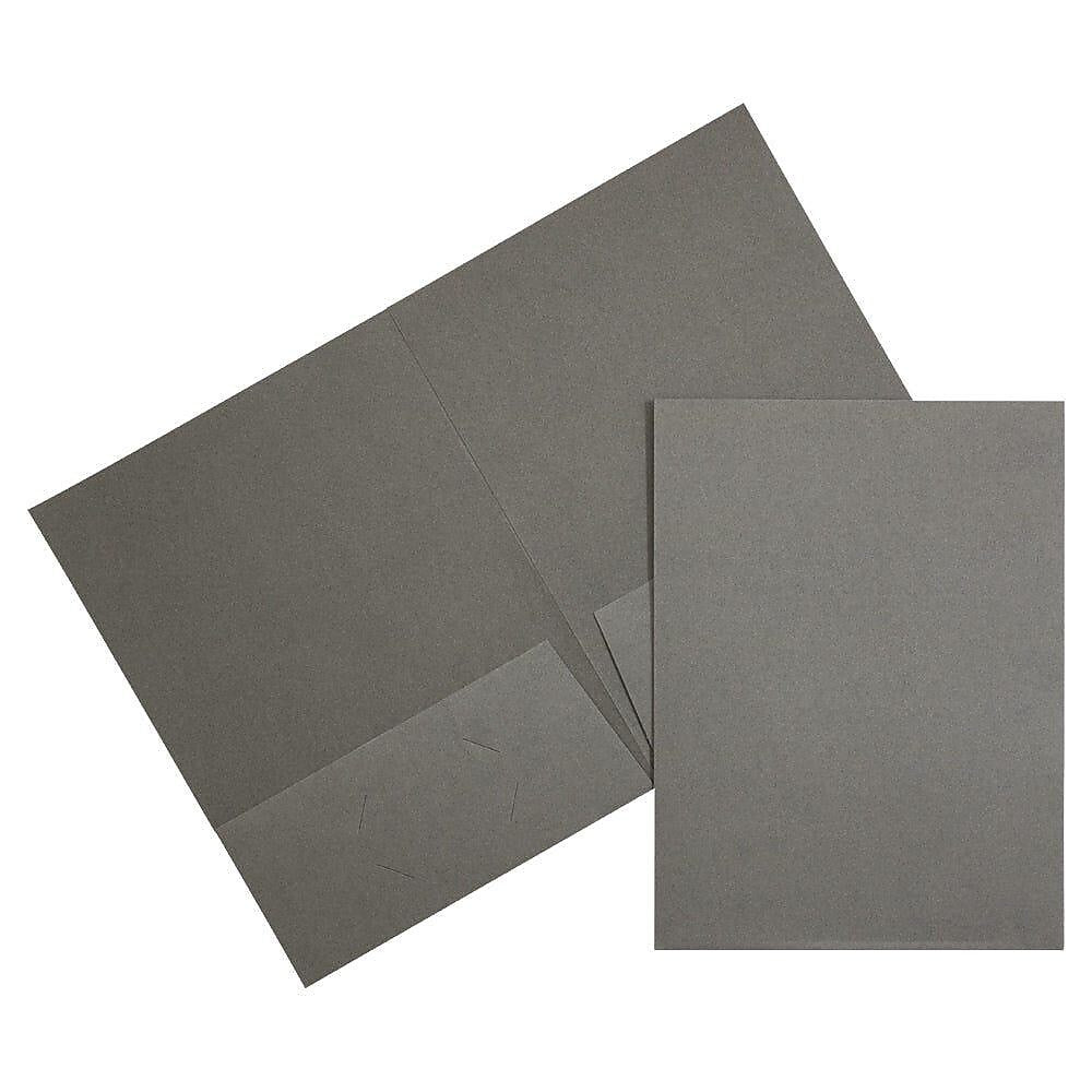 JAM Paper Two-Pocket Linen 2 Pocket Cardstock Presentation Folder, Gray, 25/Pack (386LGYA)
