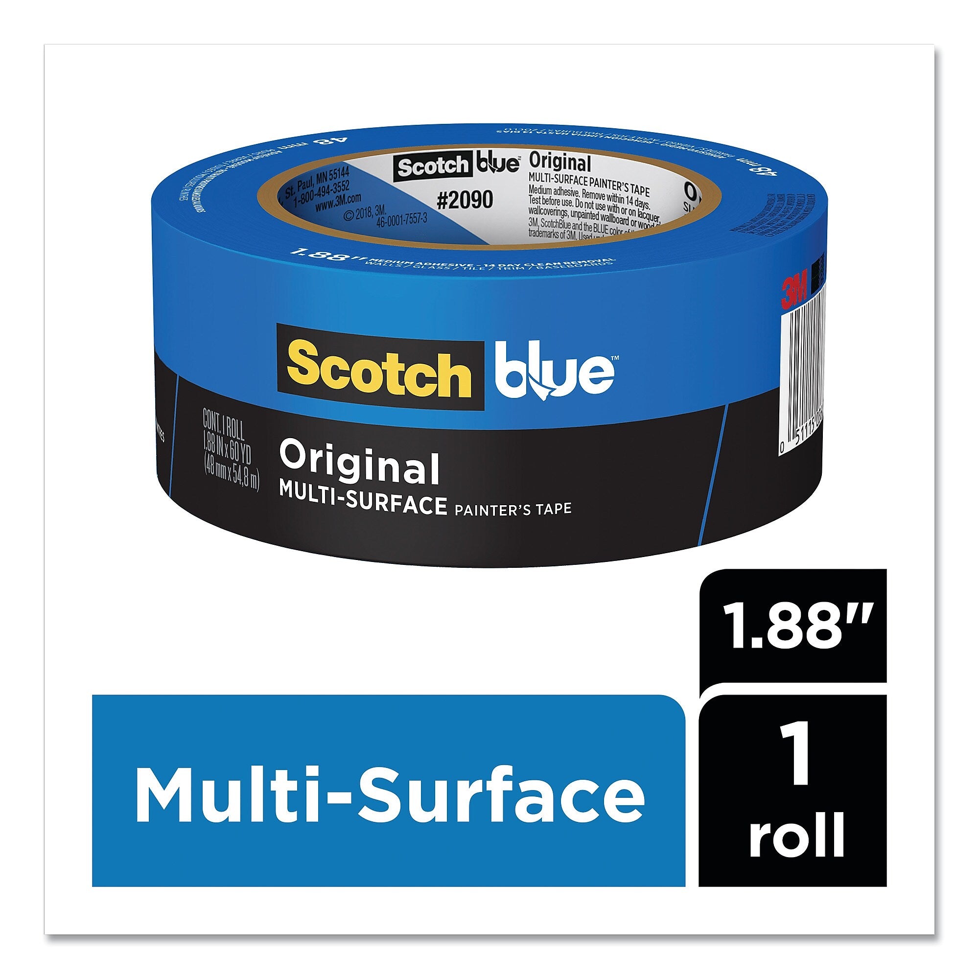 ScotchBlue™ Original Painter's Tape, 1.88 in x 60 yds, Blue, (2090-48MP)