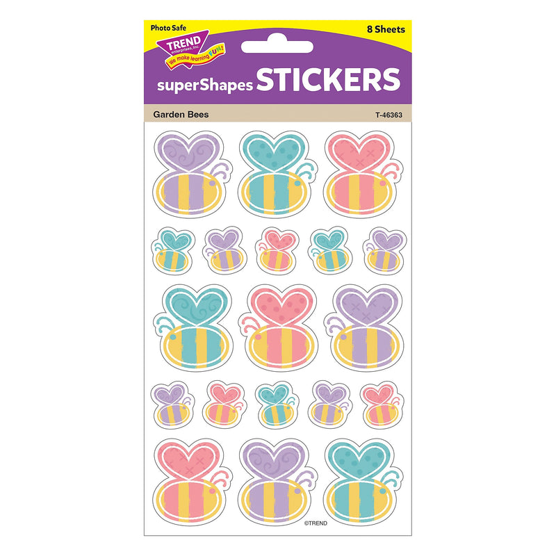 Trend Enterprises Garden Bees Large superShapes Stickers, Assorted Colors, 152/Pack, 6 Packs/Bundle (T-46363-6)