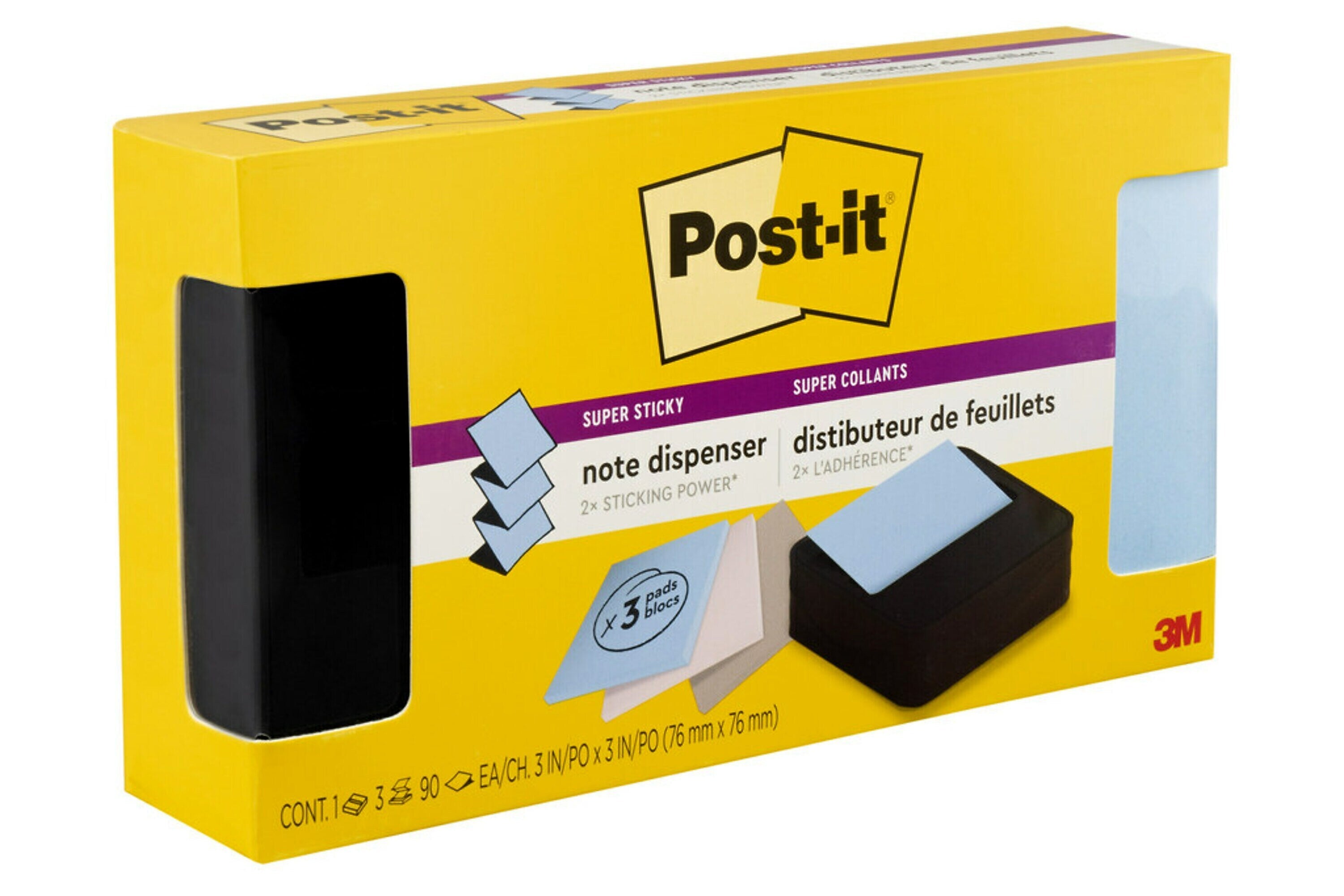 Post-it Pop-up Wave Design Dispenser for 3" x 3" Notes, Black (WAVE-330-BKVP)