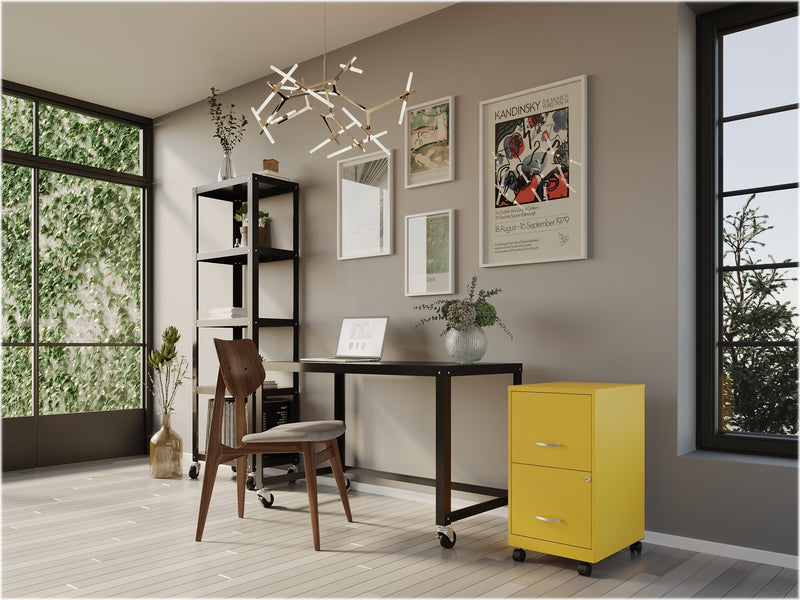 Space Solutions SOHO Smart File 2-Drawer Mobile Vertical File Cabinet, Letter Size, Lockable, Goldfinch (25276)