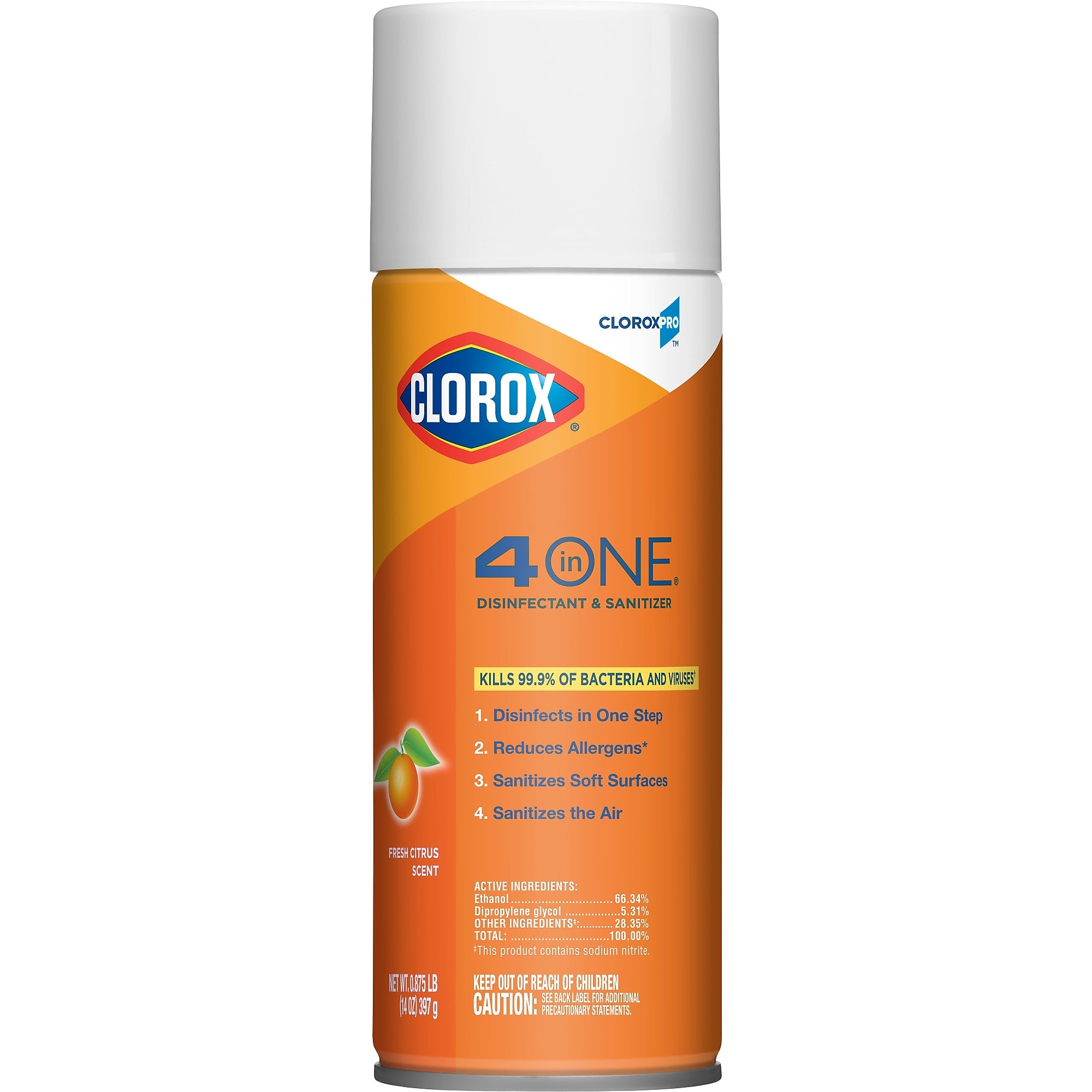 CloroxPro Clorox 4 in One Disinfectant & Sanitizer, Citrus, 14 oz. Can (31043)