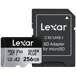 Lexar Professional Silver Plus 256MB microSDXC Memory Card with Adapter, Class 10, UHS-I, V30 (LMSSIPL256G-BNANU)