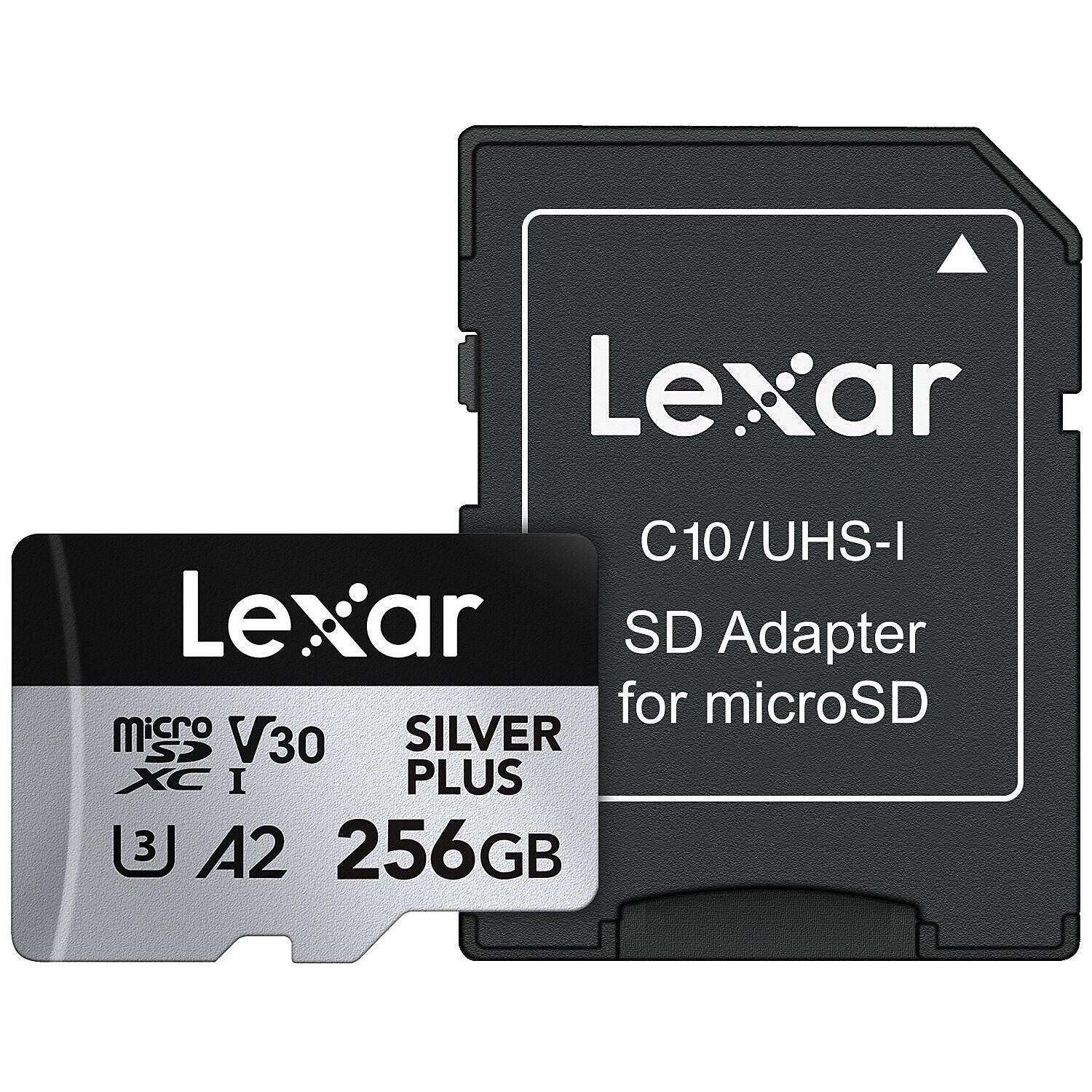 Lexar Professional Silver Plus 256MB microSDXC Memory Card with Adapter, Class 10, UHS-I, V30 (LMSSIPL256G-BNANU)