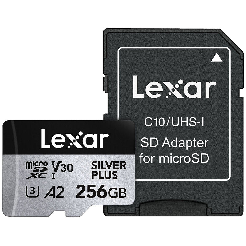 Lexar Professional Silver Plus 256MB microSDXC Memory Card with Adapter, Class 10, UHS-I, V30 (LMSSIPL256G-BNANU)