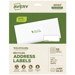 Avery EcoFriendly Laser/Inkjet Address Labels, 1" x 2-5/8", White, 750 Labels/Pack (48160)