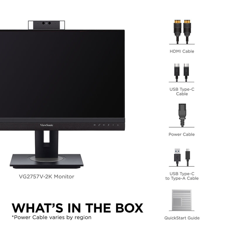 ViewSonic 27" 100 Hz LCD QHD Business Monitor, Black (VG2757V-2K)