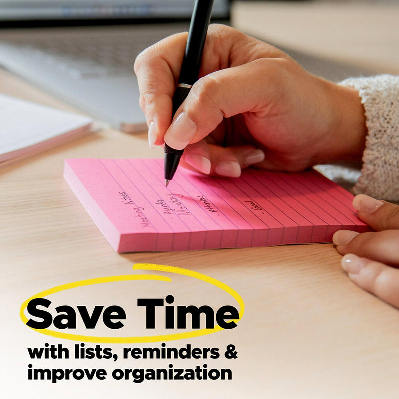 Post-it® Super Sticky Note, 4" x 6", Energy Boost Collection, Lined, 45 Sheets/Pad, 24 Pads/Pack (660-24SSAU-CP)