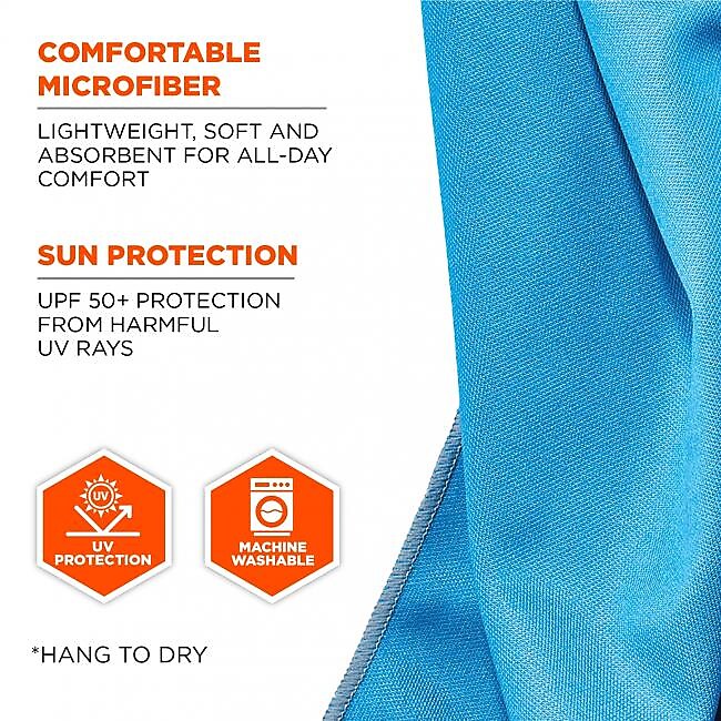 Ergodyne Chill-Its 6602MF Evaporative Cooling Towel, Gray/Blue, One Size (12660)