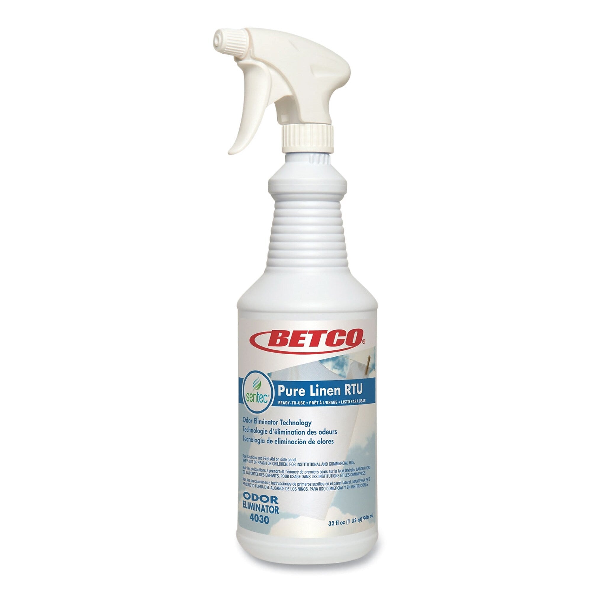 Betco Pure Linen RTU Odor Eliminator, Pure Linen, 32 oz Spray Bottle, 6/Carton