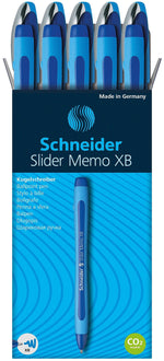 Schneider Slider Memo Ballpoint Pen, Extra Broad Point, Blue Ink, 10/Box (150203)