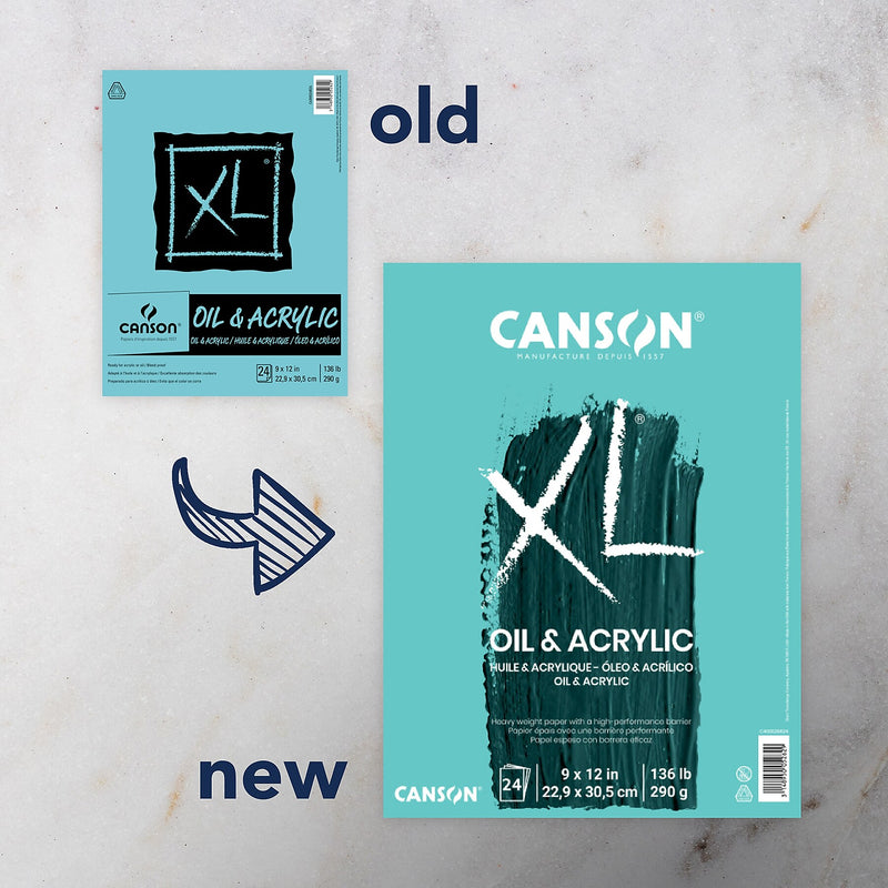 Canson XL Series 9" x 12" Oil & Acrylic Pad,  24 Sheets/Pad, 2 Pads/Bundle (MCXC400026824-2)